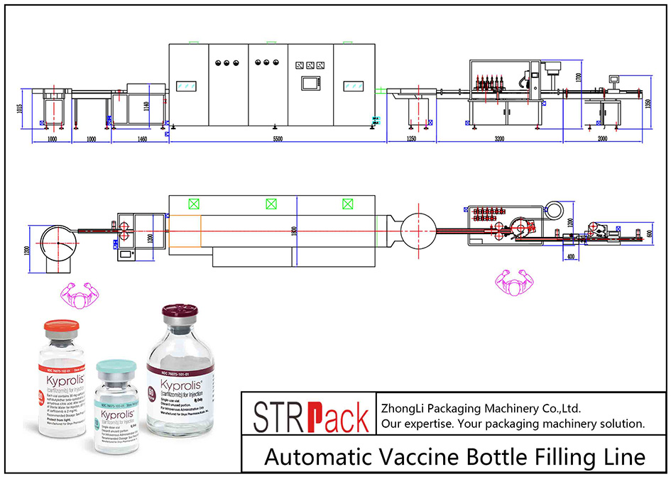 línea de llenado automático de frascos de vacunas