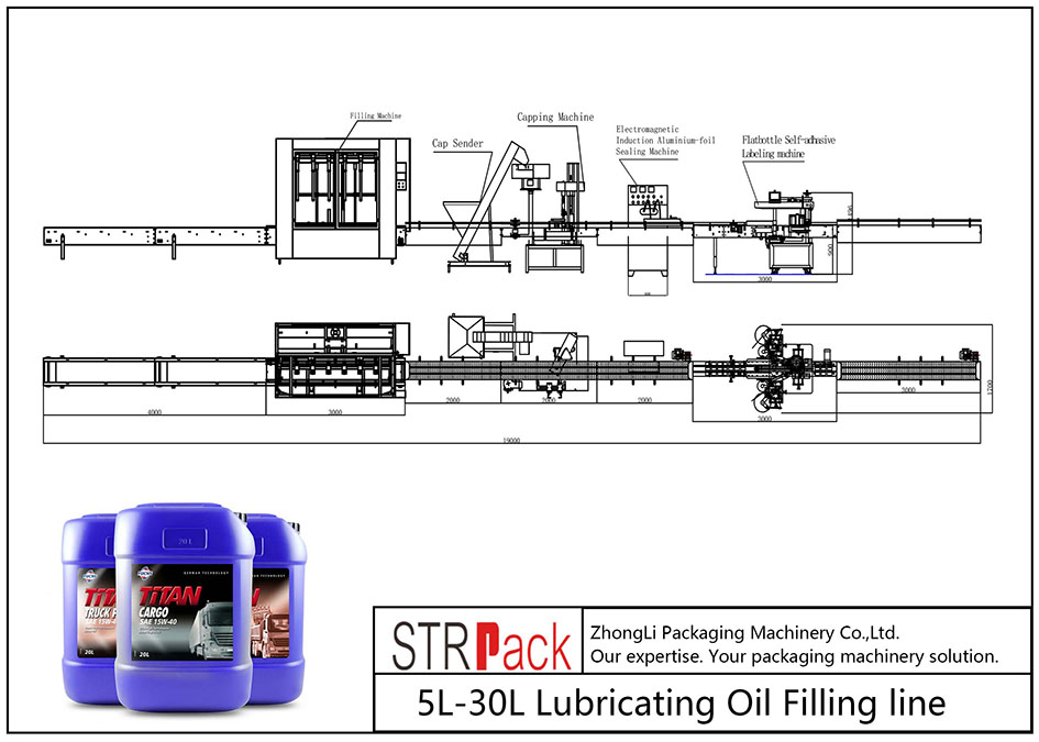 línea automática de llenado de aceite lubricante 5l-30l