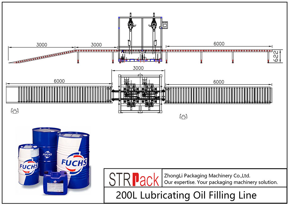 línea automática de llenado de aceite lubricante 200l